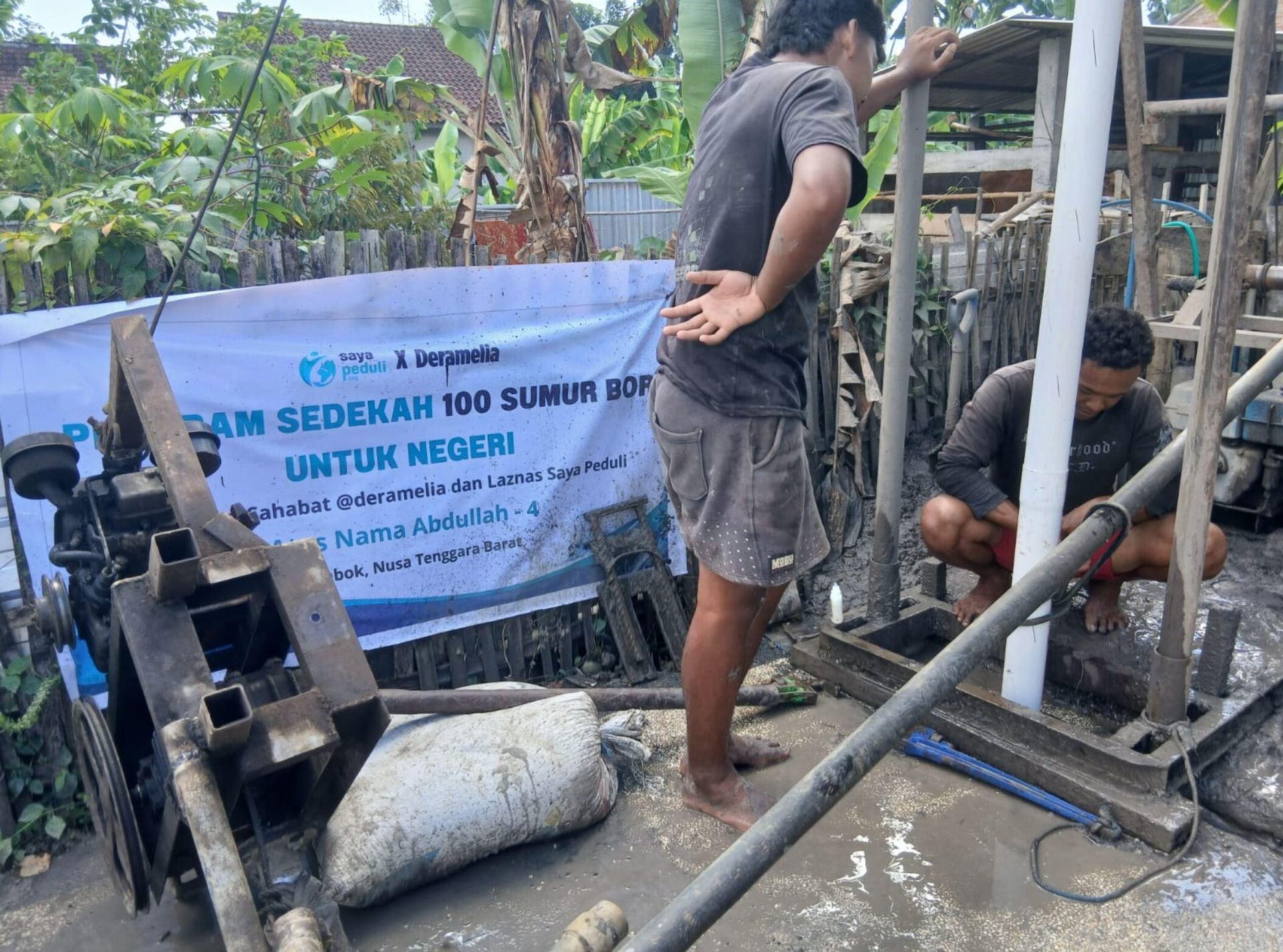 Pembangunan Sumur Bor di Musholla Lombok, NTB, Telah Selesai